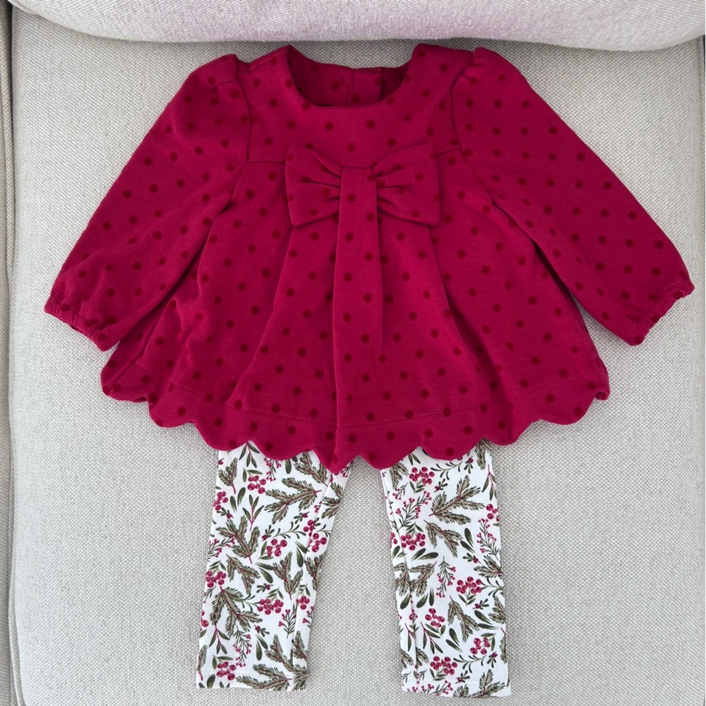 Tommy Bahama Christmas Red Infant 6-9 months Two Piece Set Top Leggings New